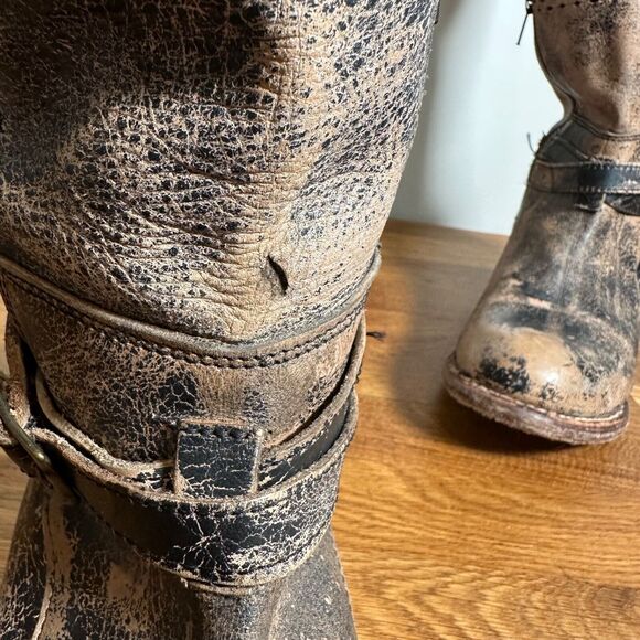 BedStu Biltmore Black Lux Riding Boots Women's 9.5 Distressed Brown Perforated - Picture 14 of 16